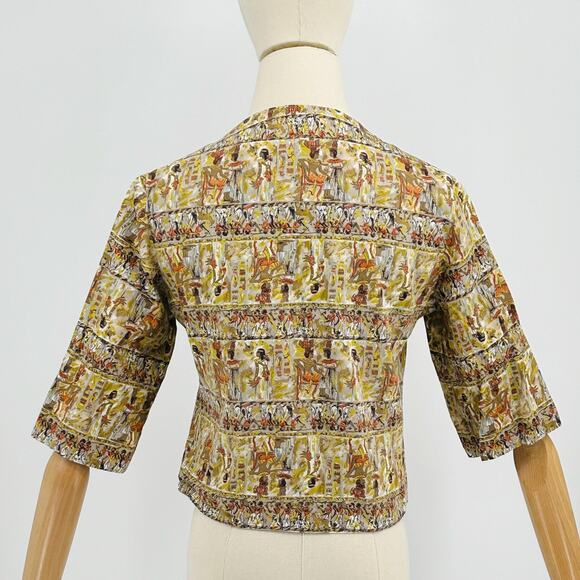 50s Sunny South Fashions Ancient Egyptian Print Light Weight Cropped Blazer - Picture 5 of 8